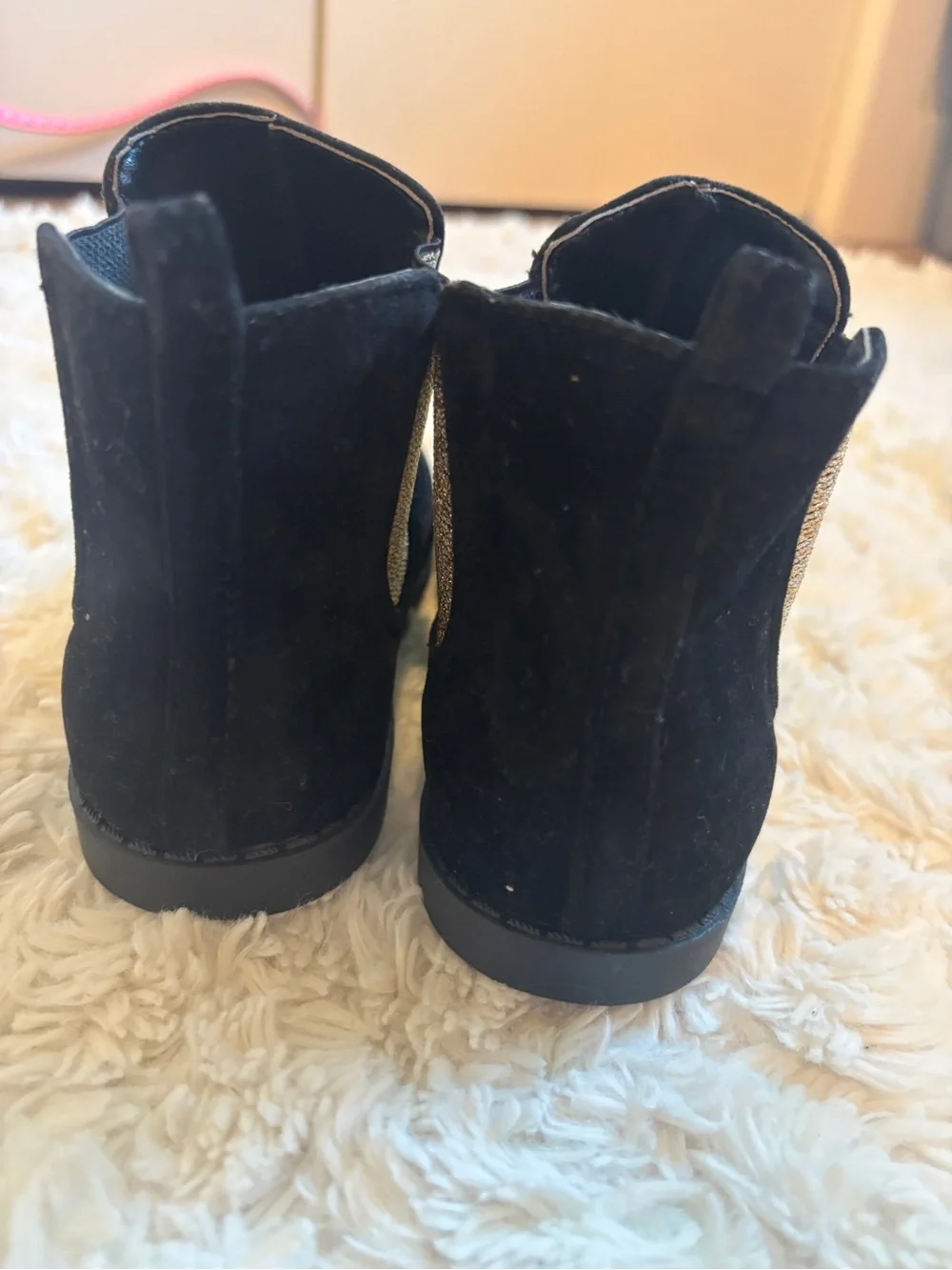 Gymboree Black Boots with Gold Elastic Side Panels